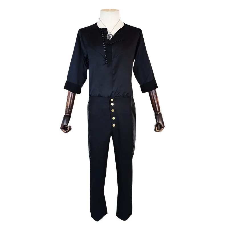 Disfraz de Witcher, peluca Geralt, pantalones superiores negros, uniformes para hombres, traje de fiesta de Halloween, juego de rol, traje clásico Medieval para adultos