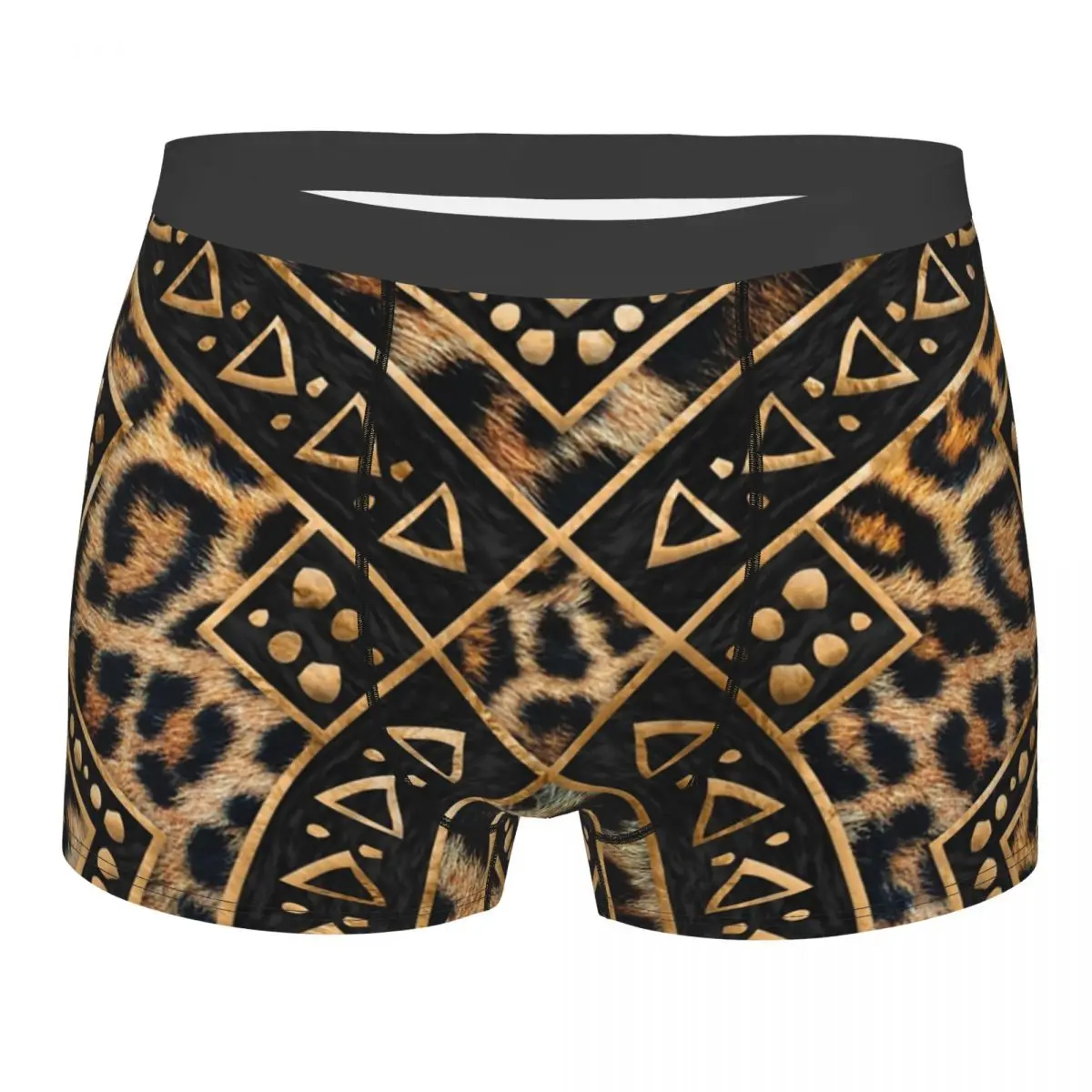 

Male Sexy Leopard Fur With Ethnic Ornaments Underwear Boxer Briefs Men Breathbale Shorts Underpants