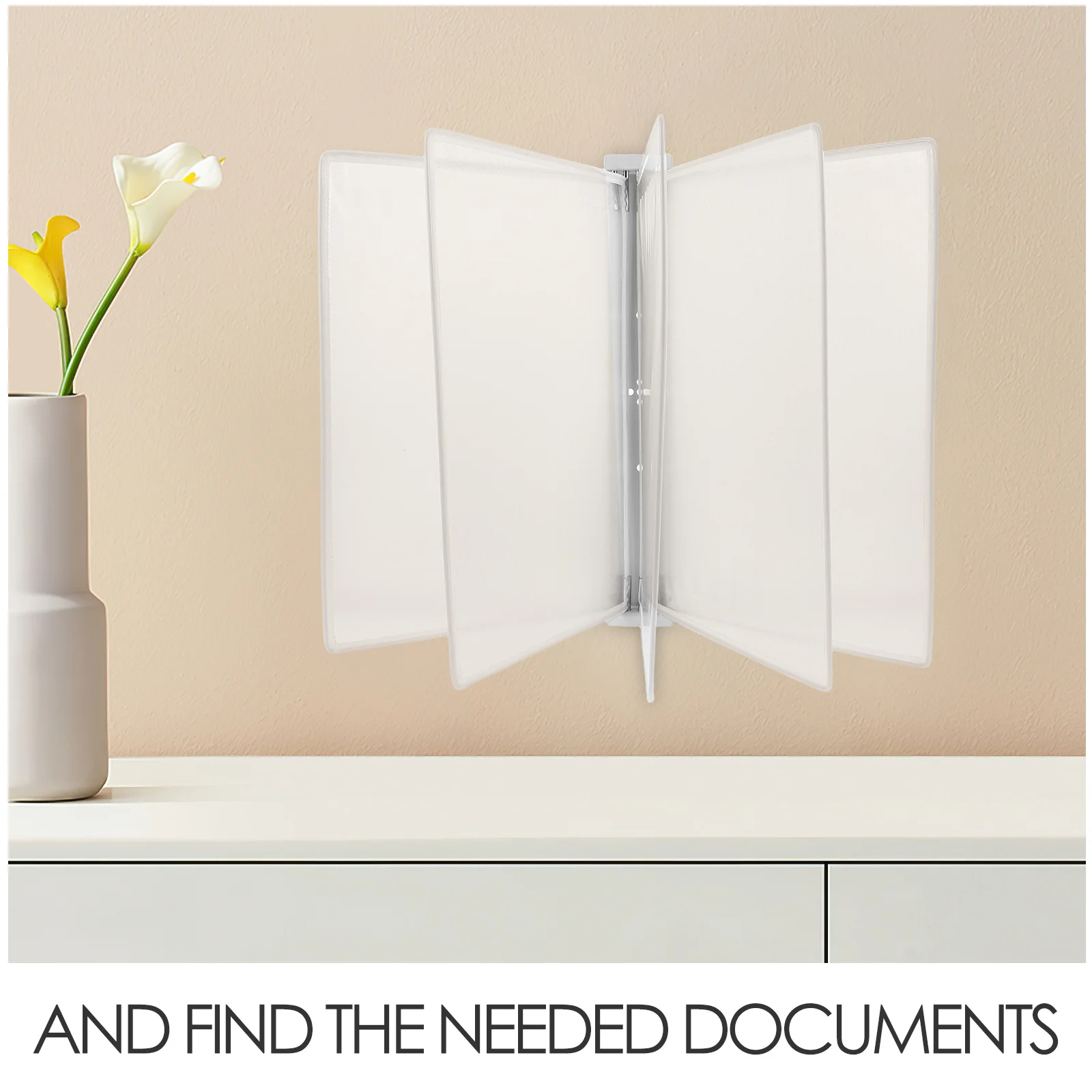 حامل ملفات مثبت على 5 صفحات منظم مستندات A4 لرف تخزين الحائط للمكتب تصميم بولي كلوريد الفينيل لتوفير المساحة ملف الحائط #2