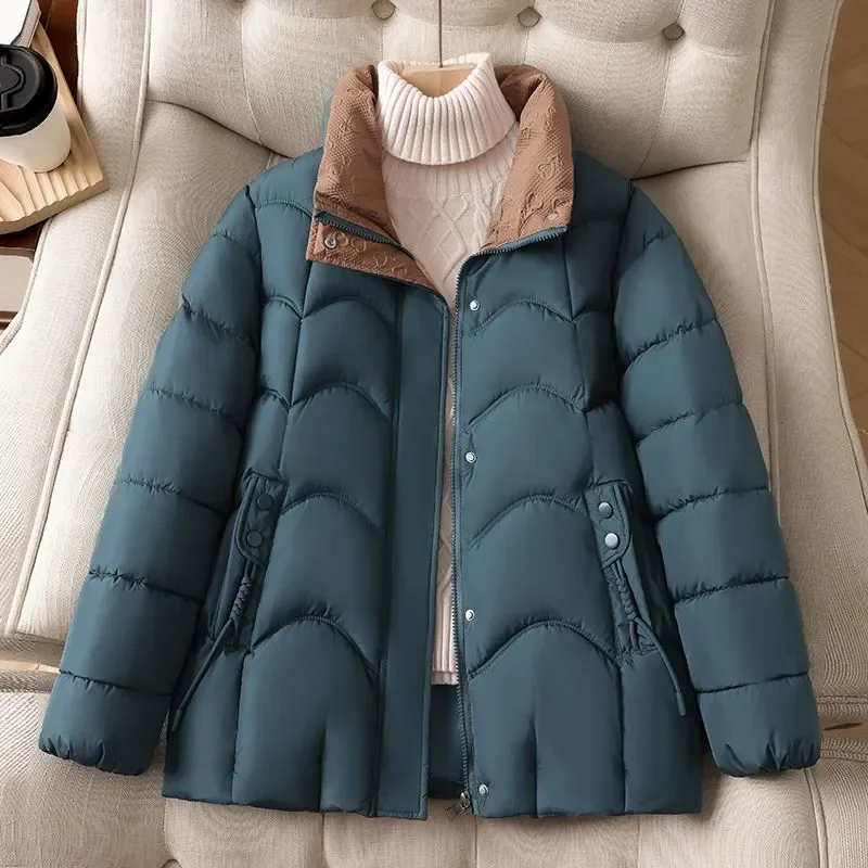 

Mom Women's Fashion Slim Collar Coat 2025 Winter New Female Short Assorted Colors Jacket Down Cotton Padded Warm Overwear