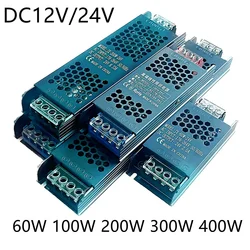 DC 12V/24V Ultra Thin Power Supply Adapter 5A 12A Lighting Transformer For 60W 100W 200W 300W 400W LED Strip Switch Driver Lamp