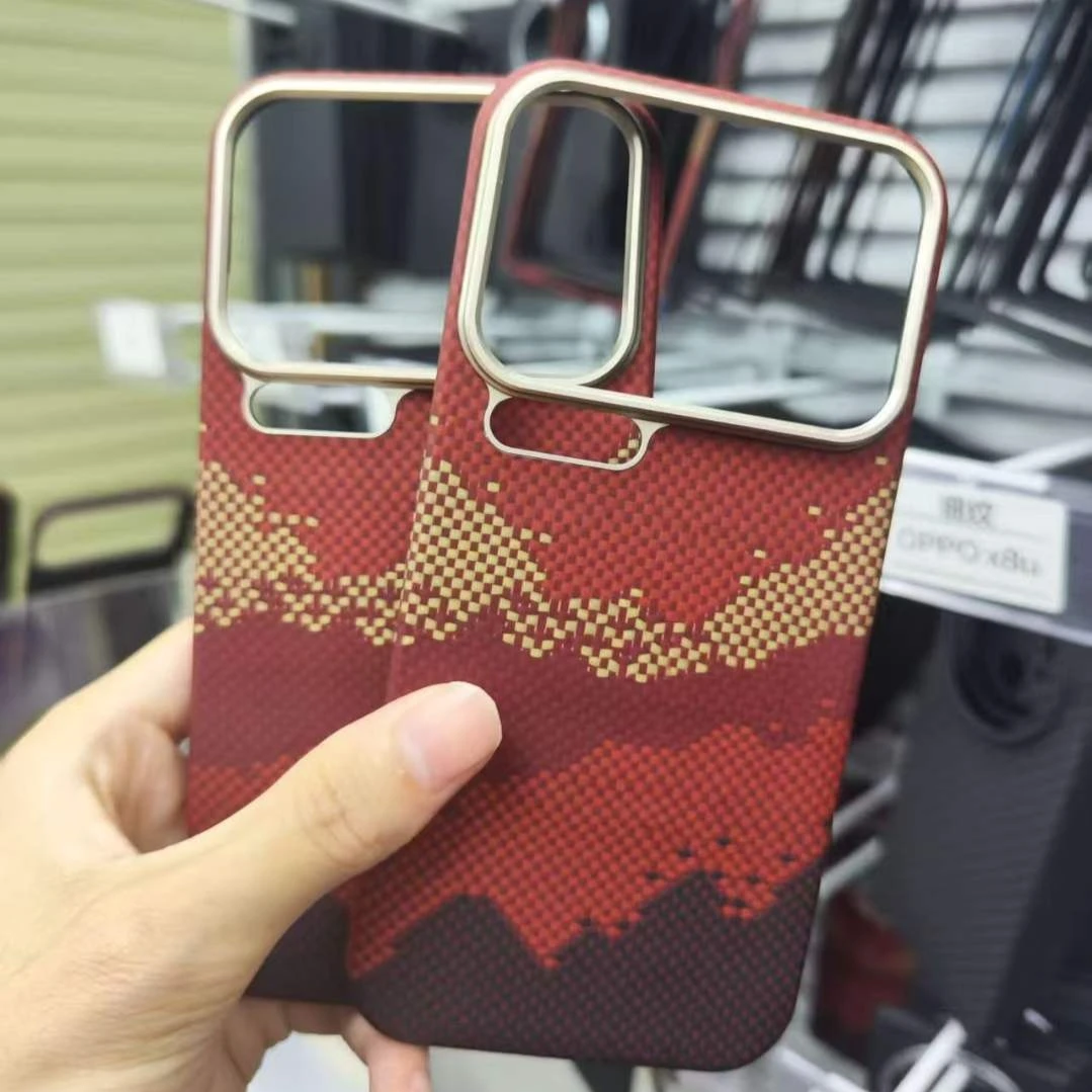 

For xiaomi 17 pro max case carbon 600d kevlar aramid fiber magsafe fabric thin hard 17 pro cover magnetic balck Slim light red