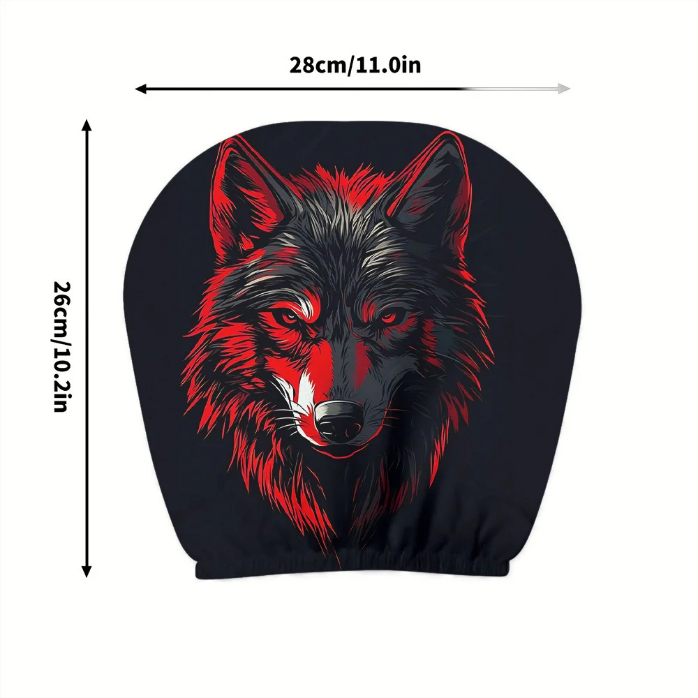 Fiery Red Wolf Car Rest Covers Suitable for All-Weather Use Perfect for Halloween Christmas Decorations Outdoor Adventures