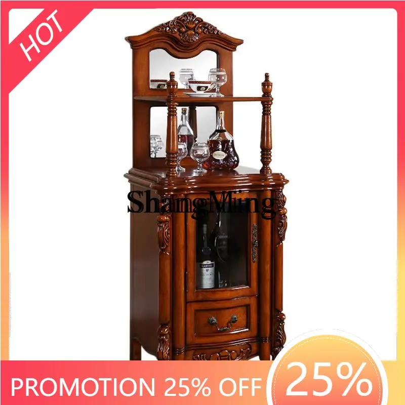 

CL Solid wood single door glass wine cabinet Living room display storage cabinet