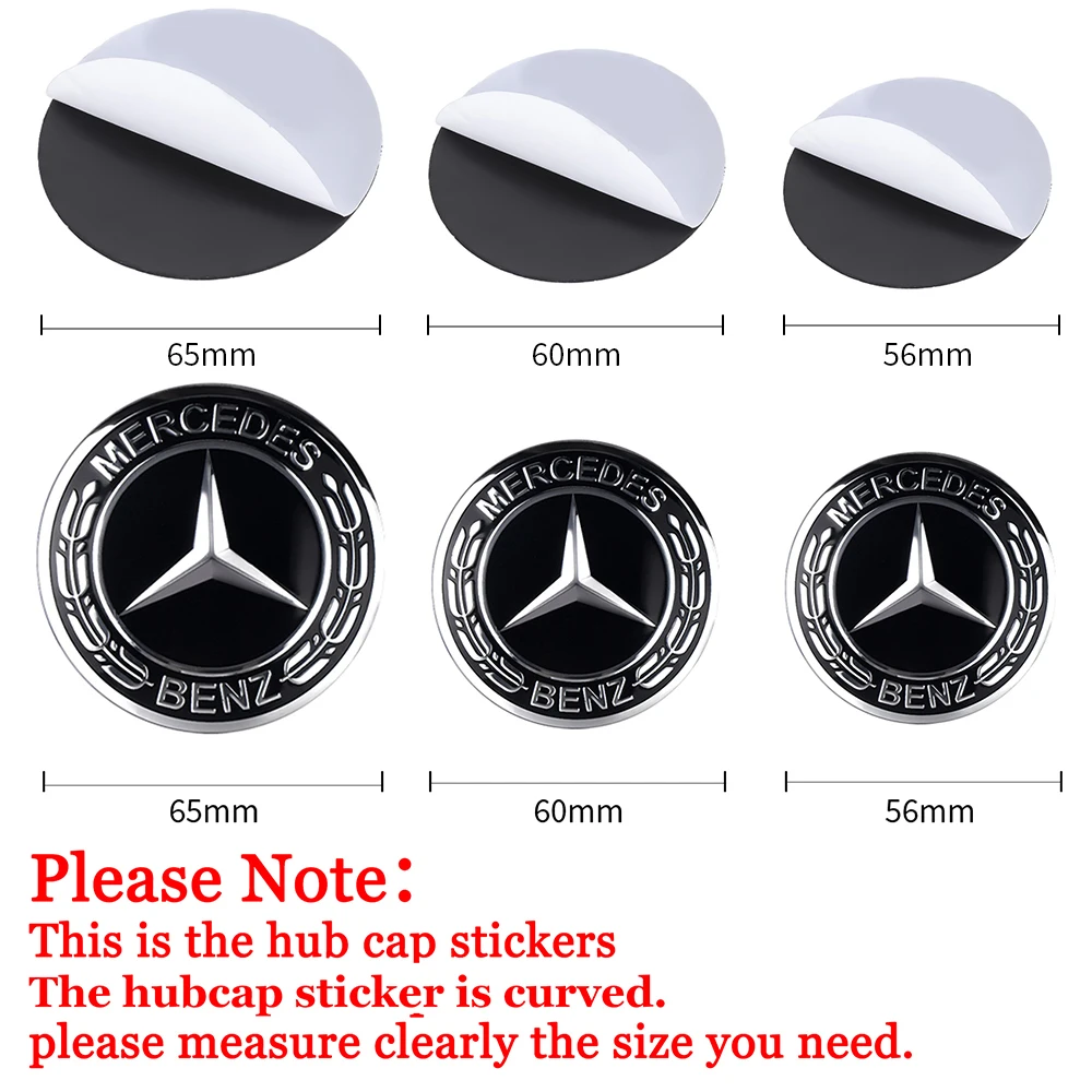 56/60/63/65/68MM Car Badge Wheel Center Cover Hub Cap Stickers For Mercedes Benz A B C Class AMG Smart Fortwo 451 W203 W202 Gla