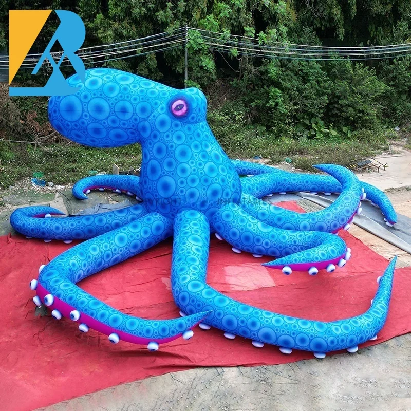 Op Maat Gemaakte Grote Strandfeestballonnen Grote Blauwe Luchtgeblazen Octopus Voor Decoratiespeelgoed