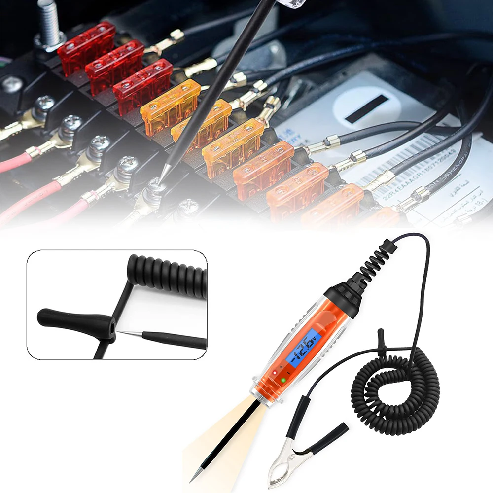 Automotive Test Light 3-60V DC Digital Light Tester Heavy Duty Auto Circuit Tester Electric Test Pen with Illumination