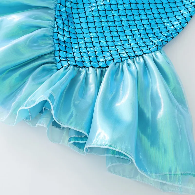 فستان الأميرة حورية البحر للأطفال، زي ذيل السمكة اللامع، ملابس مريحة للحفلات، هدية عيد الميلاد والكريسماس للفتيات، زي تنكري