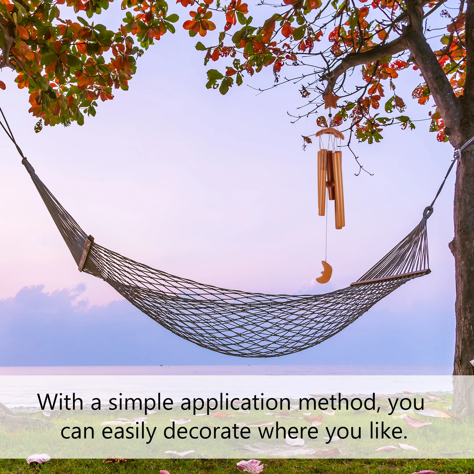 

1Pcs Wooden Wind Chime Bamboo Material Hanging Decor with Five-Pointed Star Design for Balcony Garden Patio Wind Bell Home