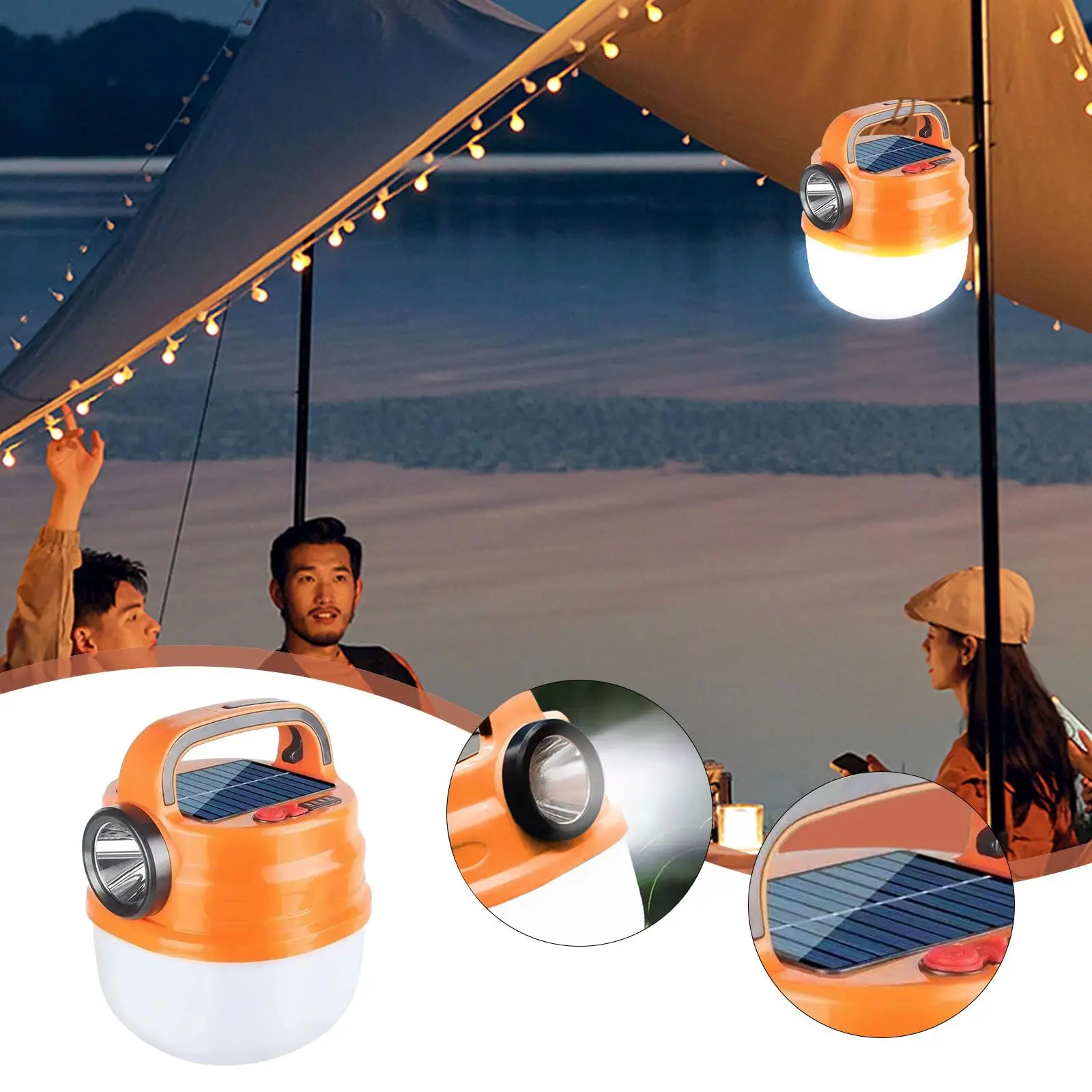 

Portable Outdoor Camping Light Solar Powered&Usb Charging Camping Tent Lantern With 6 Light Modes Ip65
