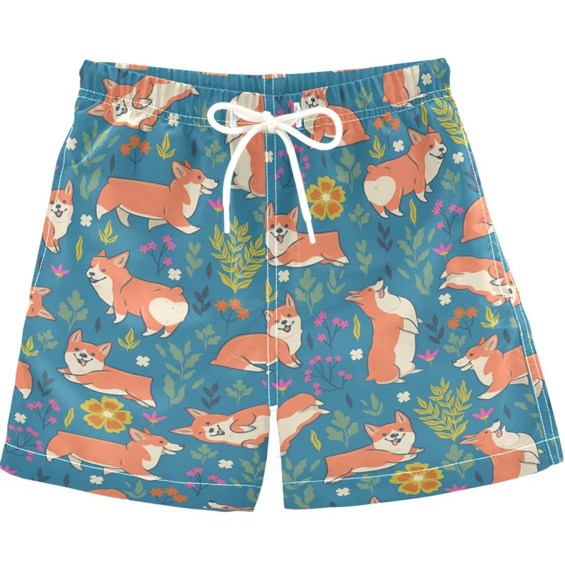 Cartoon Dog Graphic Beach Shorts For Men 3d Print Animal Surfing Board Shorts Quick Dry Swim Trunks Street Oversized Short Pants