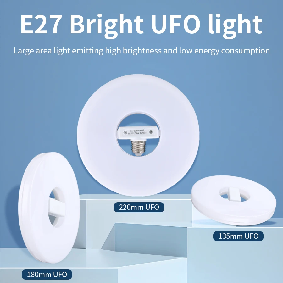 

E27 LED Bulb AC 85-265V LED UFO Shape Light Bulbs 28W 40W 60W High Brightness 6500K White Adjustable Angle Indoor Lighting Bulb
