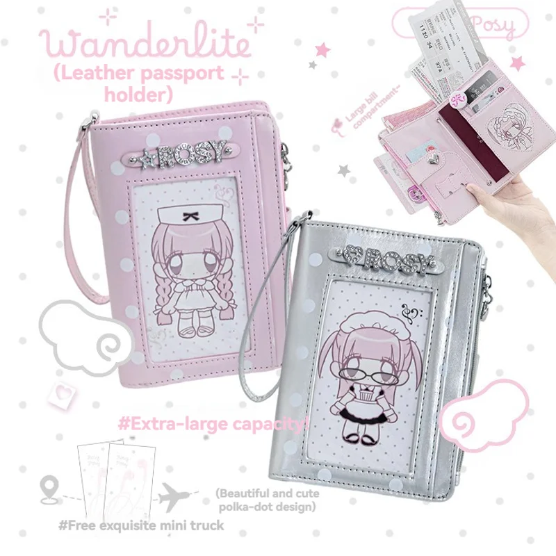 1PC Polka Dot Leather Passport Bag Cute Korean Storage Bag Portable Travel Document Bag Change Card Bag