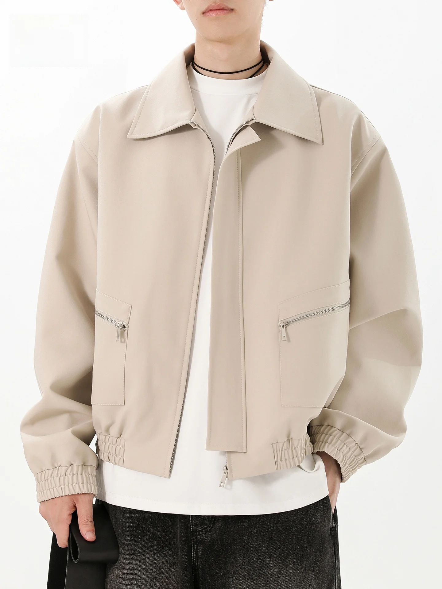 

N American Sle Collar Jaet Men's Spring Autumn Cleanfit Trendy Haome Zipper Harlington Workwear Outerwear