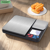 FODWET 0.1g Dual-Tray Kitchen Scale - Stainless Steel Platforms, LCD Display & Unit Conversion for Baking/Cooking/Meal Prep