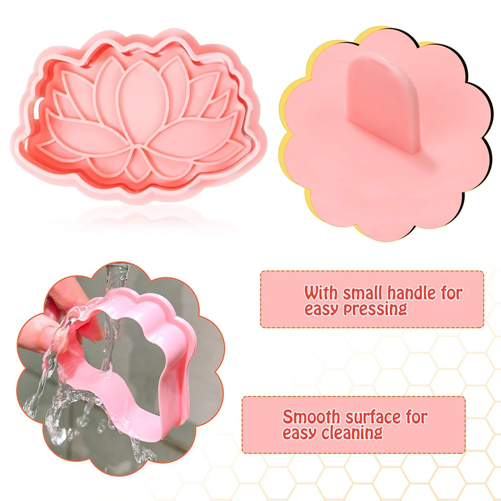 16PCS Bee Flower Cookie Cutters With Plunger Stamps 3D Spring Floral Shapes Fondant Stamps Mould Embossing Cutter Baking Tools