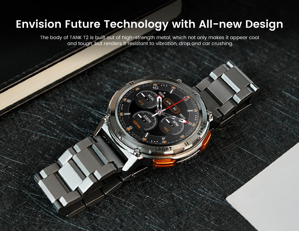 2025Original KOSPET TANK T2 Smartwatches für Herrenuhren AMOLED AOD Smartwatch Bluetooth Anruf Elektronische Herren-Smartwatch – Detail 3
