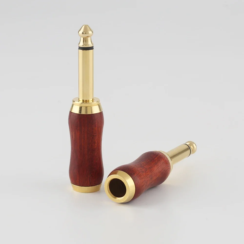 WH805 Red sandalwood 6.35 Rosewood Red sandalwood Gold Plating Plug Mono Professional 2 Pole 6.35 MM 6.3MM Jack Plug