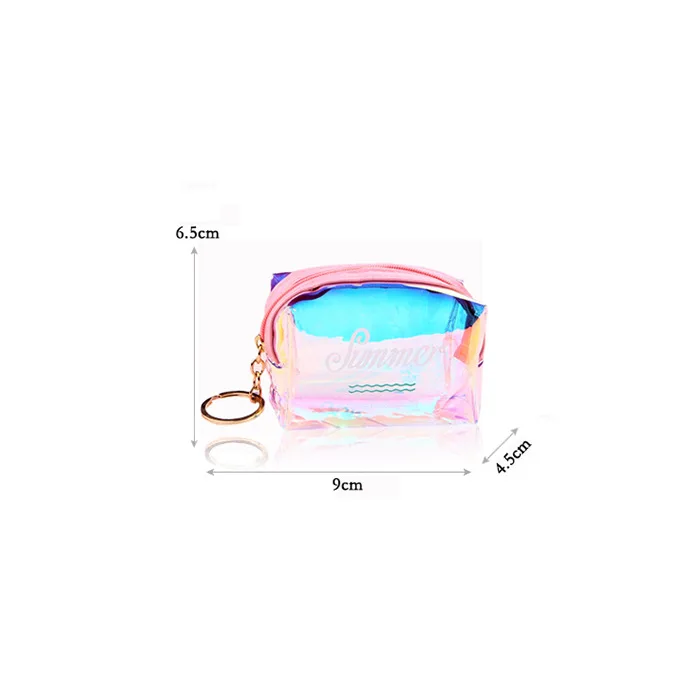 Estuche de maquillaje transparente de PVC para mujer, bolsa organizadora de belleza láser, Mini bolsa de gelatina para mujer, bolsa de cosméticos