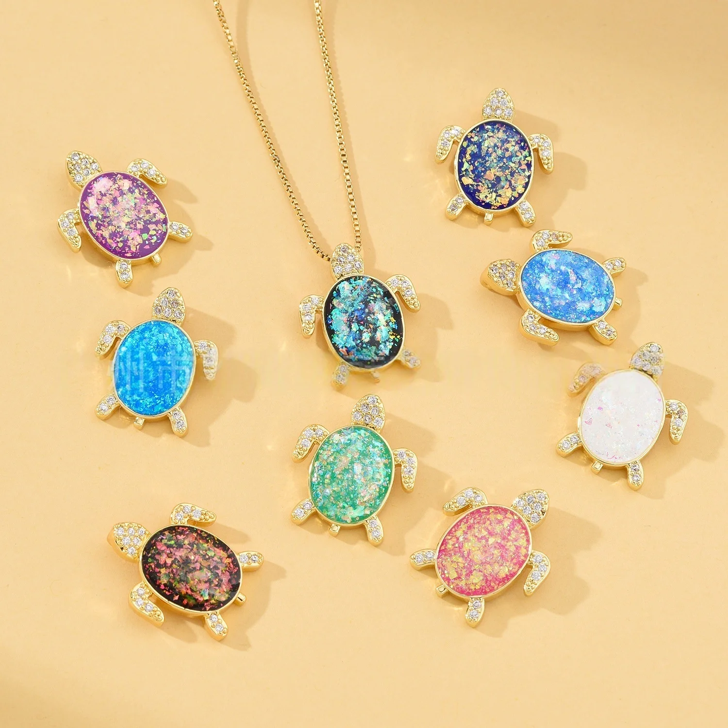 5 Pieces European and American Aobao Personalized Turtle Necklace Pendant DIY Jewelry Production Material Accessories Wholesale