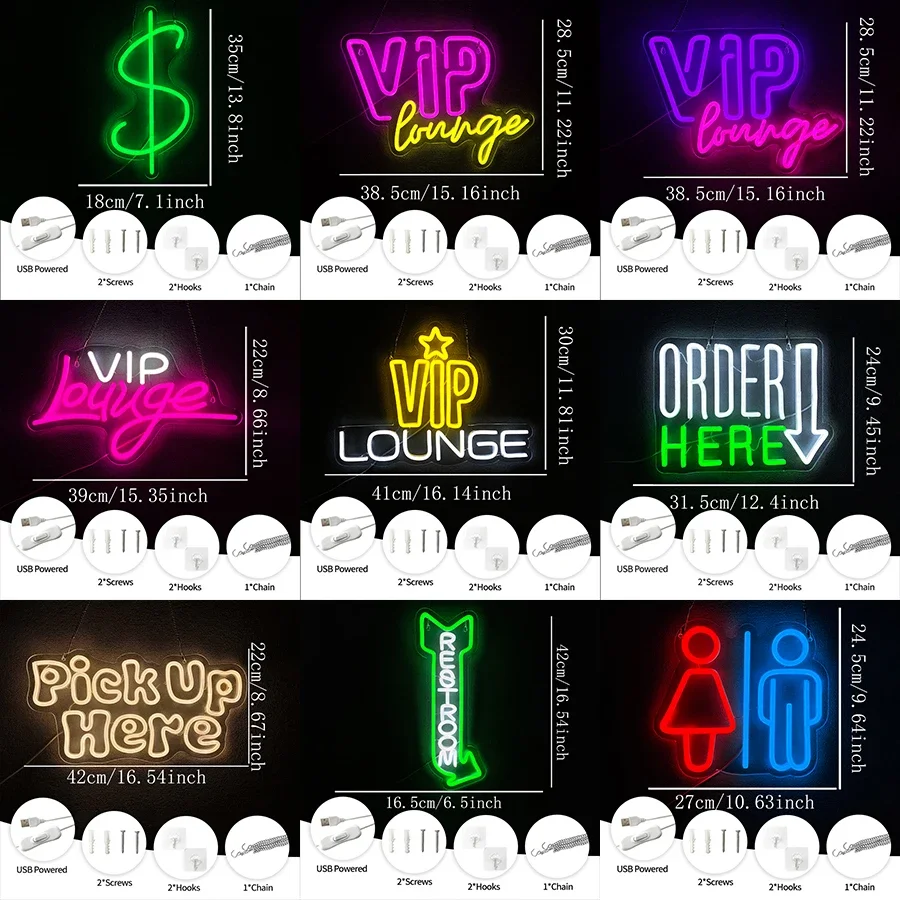 Rest Room/Toilet Neon Lights Signs for Business Decor for Bar, Hotel, Cafe, VIP Room Decor VIP Lounge Neon Signs for Wall Decor,