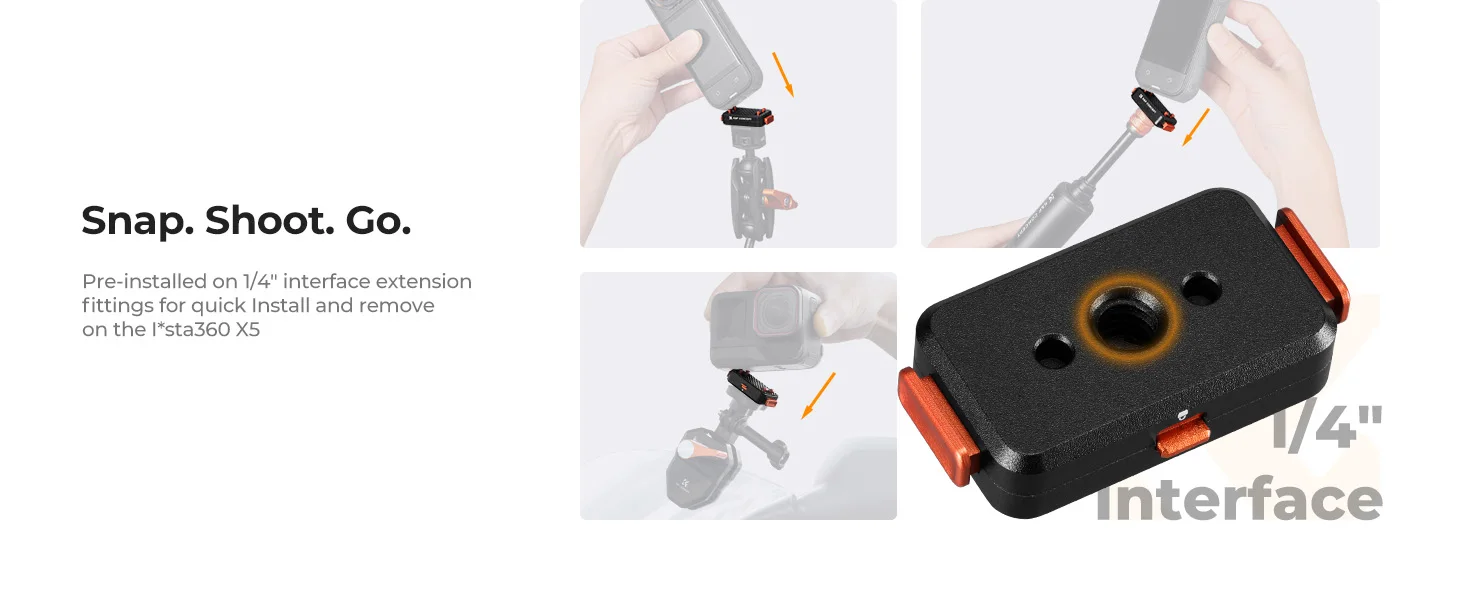 K&F CONCEPT Magnetische Schnellwechselhalterung für Insta360 X6 X5 Ace Pro Aluminiumlegierungs-Basis mit Sicherheitsverriege – Detail 4