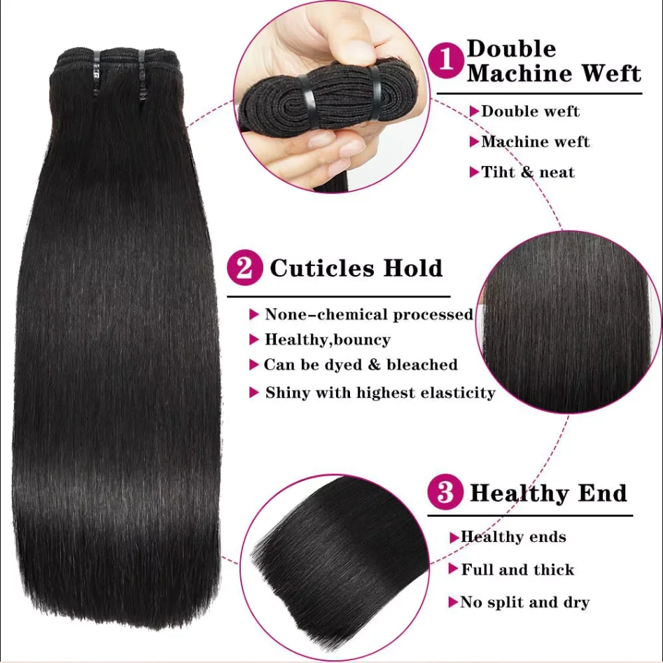 12A Brazilian Straight Hair Bundles 1/2 Pcs 100% Unprocessed Human Hair Straight Bundles Human Hair Extensions For Black Women