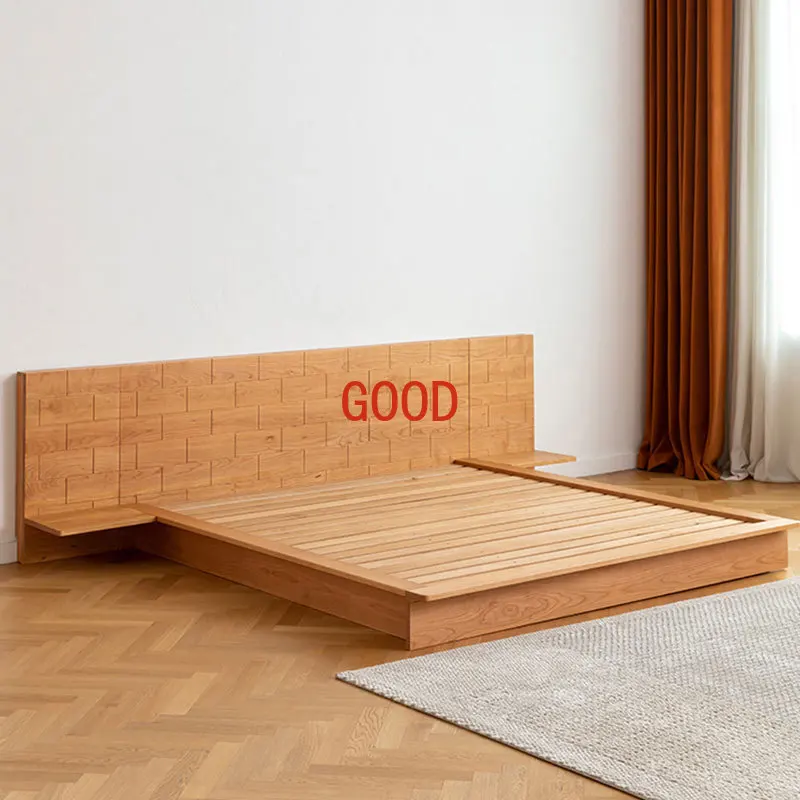 Master Bedroom Japanese Simple Small Apartment Double Solid Wood Bed
