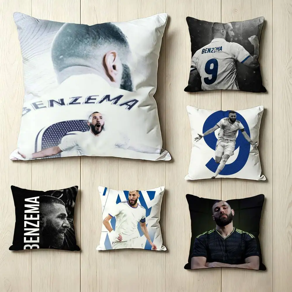 Awesome football player 9 K-Karim Benzema Pillow Case Square Double-Sided Sofa Cushion Cover Bedroom Bedside Pillow