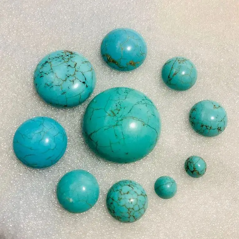 Wholesale 5pcs/pack Natural Magnesite Turquoise Bead Cabochon 8mm 15mm 20mm 25mm 30mm Round Gemstone Jewelry Cabochon Pendants