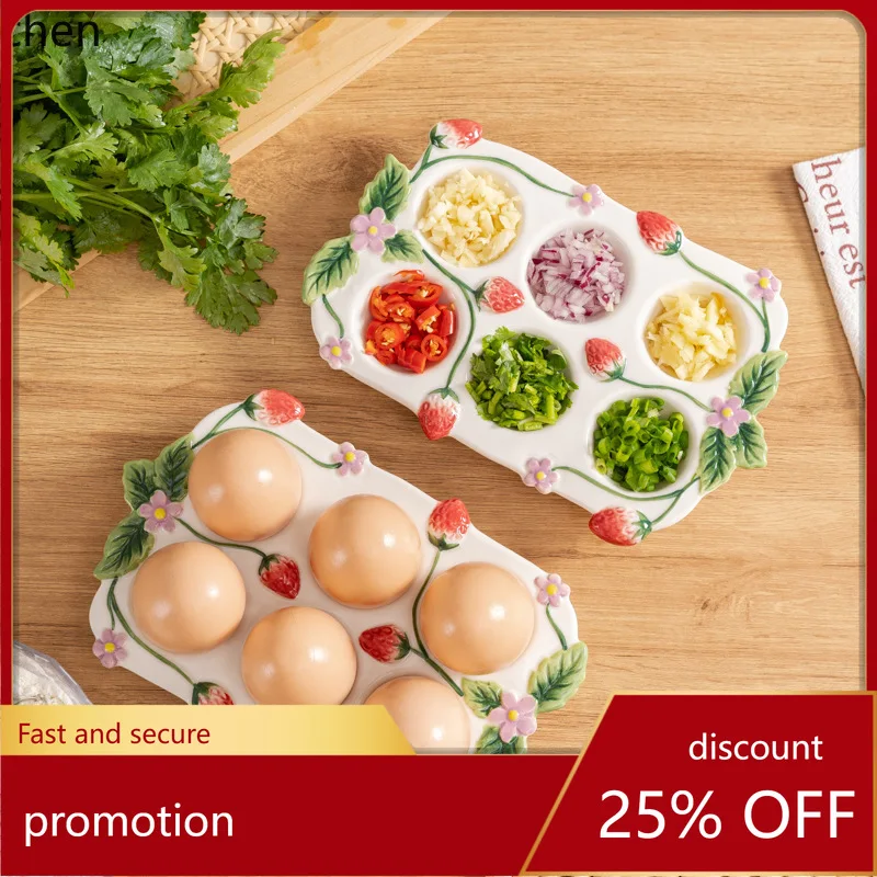 

Zml ceramic kitchen seasoning dish storage refrigerator organizer multi-purpose egg holder