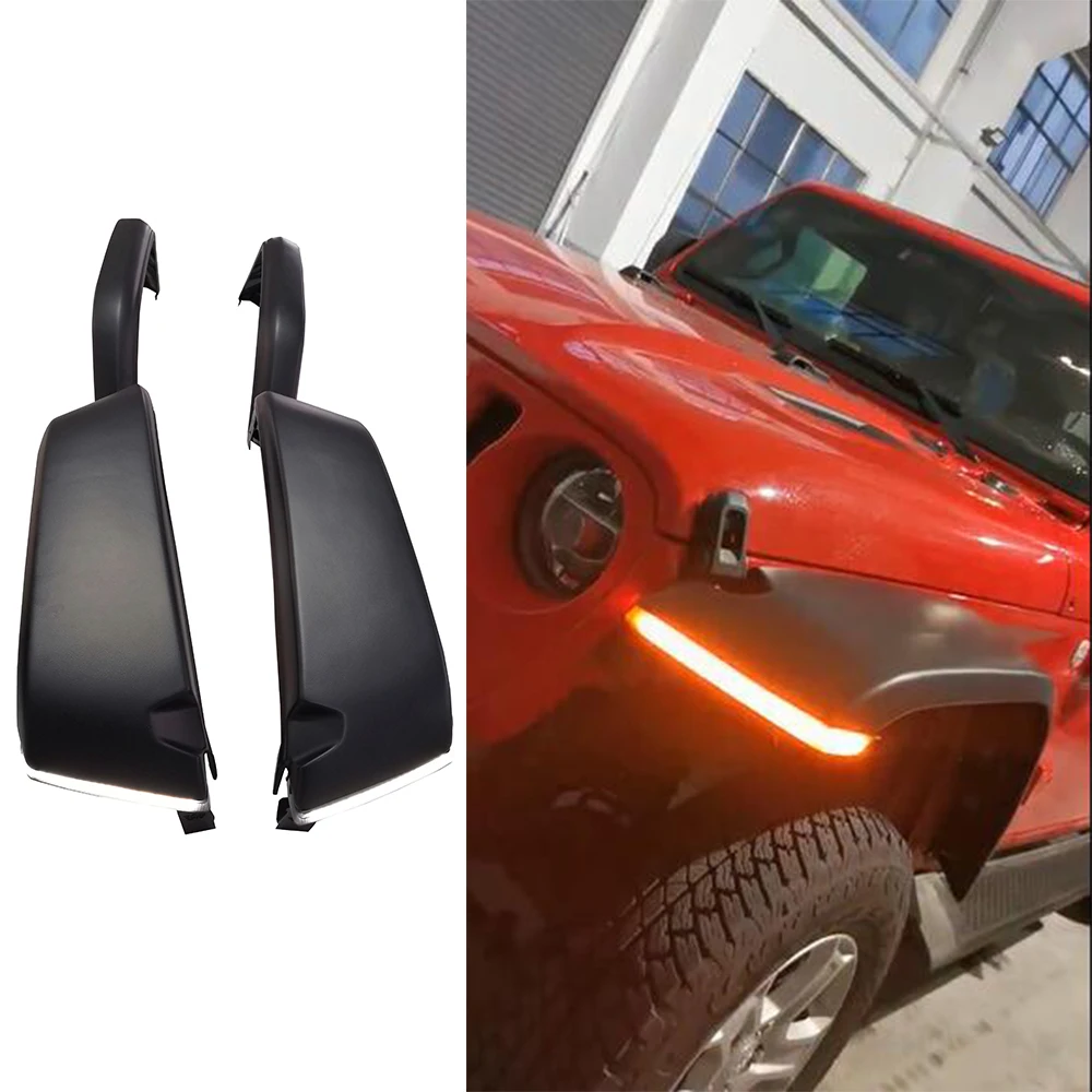 4pcs Jeep Wrangler Jl Original High Wheel Eyebrow Fender Flares Widening With White and Yellow Light For 2018+ SXMA JL1164