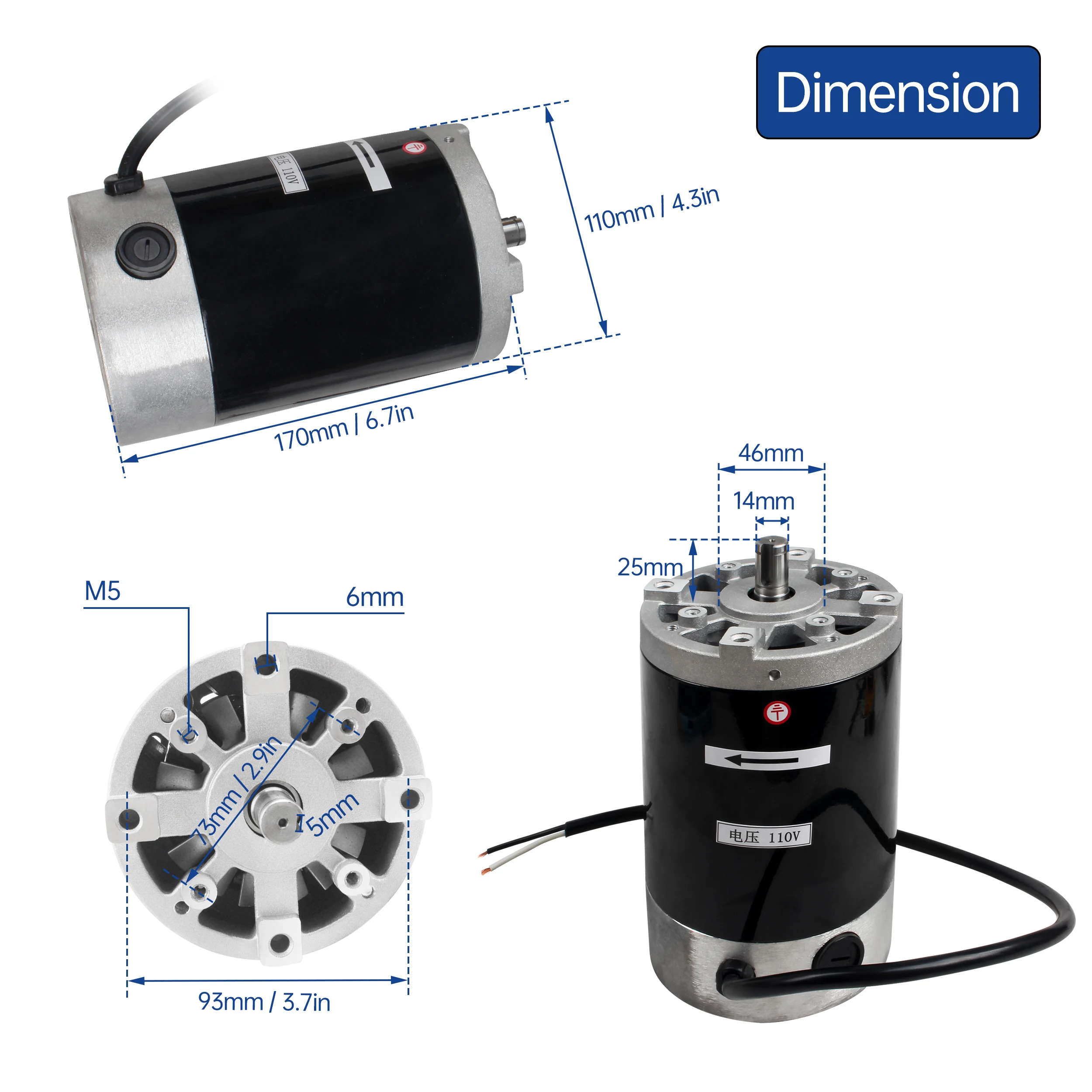 900W Mini Milling Motor 110V/220V 4100RPM 14mm Shaft 5mm Keyway Replacement Motor for Small Milling Bench Machine