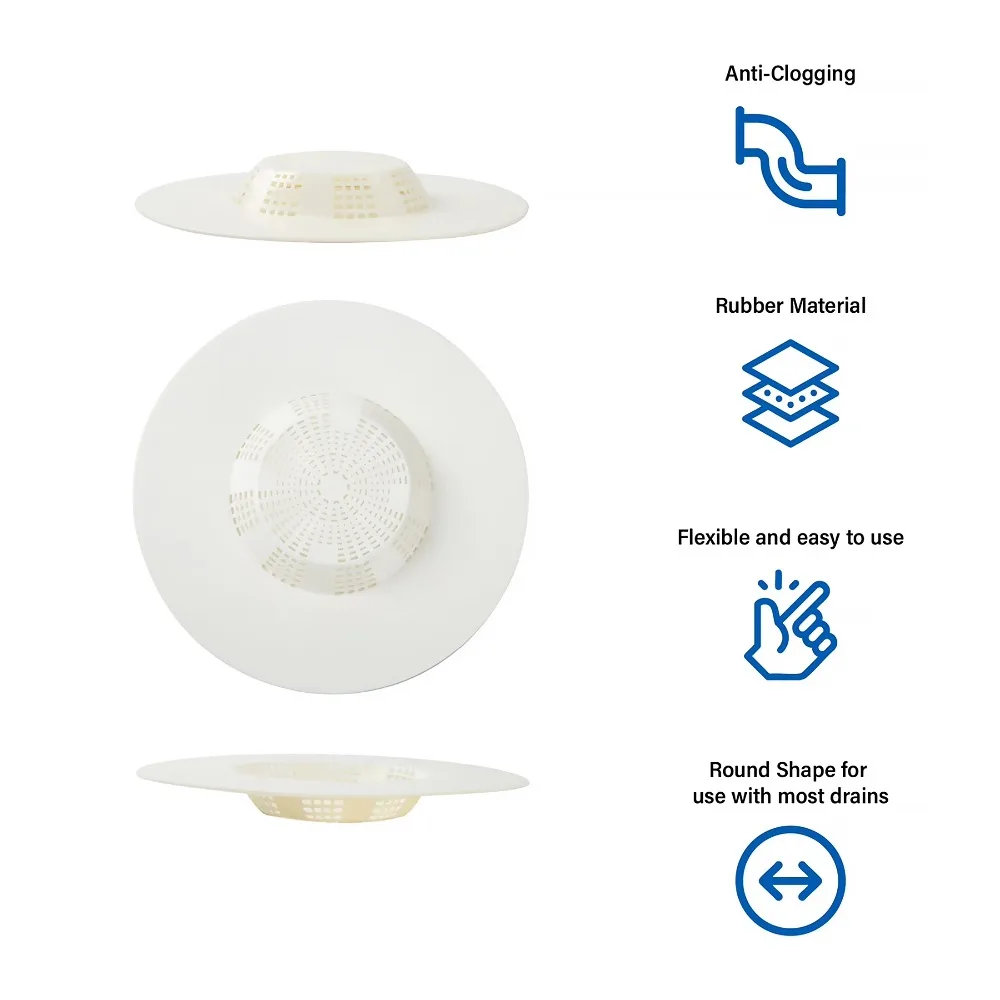 Pack of 3 Self Sealing Flexible Rubber Drain Hair Catcher, Effective Drain Clog Prevention Filter, Reusable Drain Stopper Hair Trap for Bathroom Sinks & Bathtubs - view 5