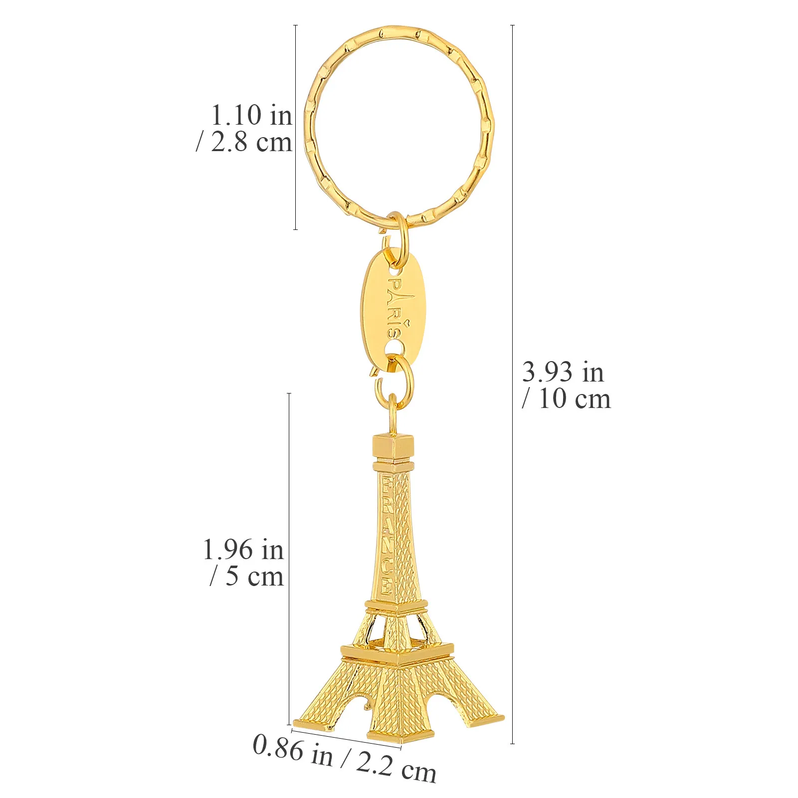 12Pcs Mini Eiffel Tower Keychains Retro Keyring Pendant Decorations Golden French Souvenir Creative Gift for Birthday Graduation