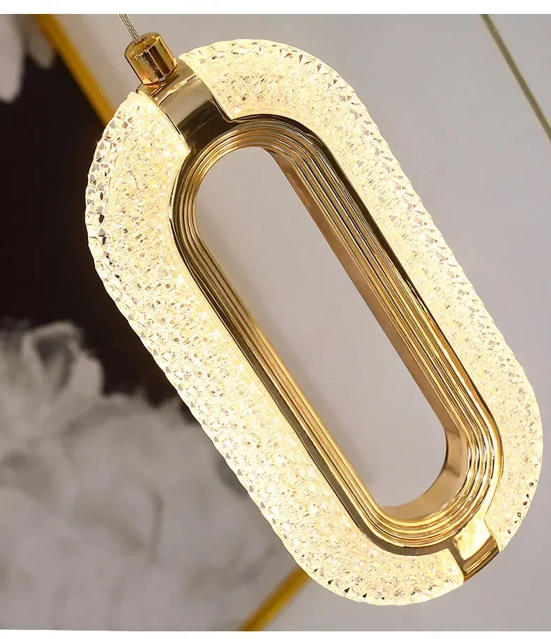 Indoor Home Office Staircase Small Modern Aluminum Fixture Hang Lamp Circle Led Round Ring Pendant Light image 6