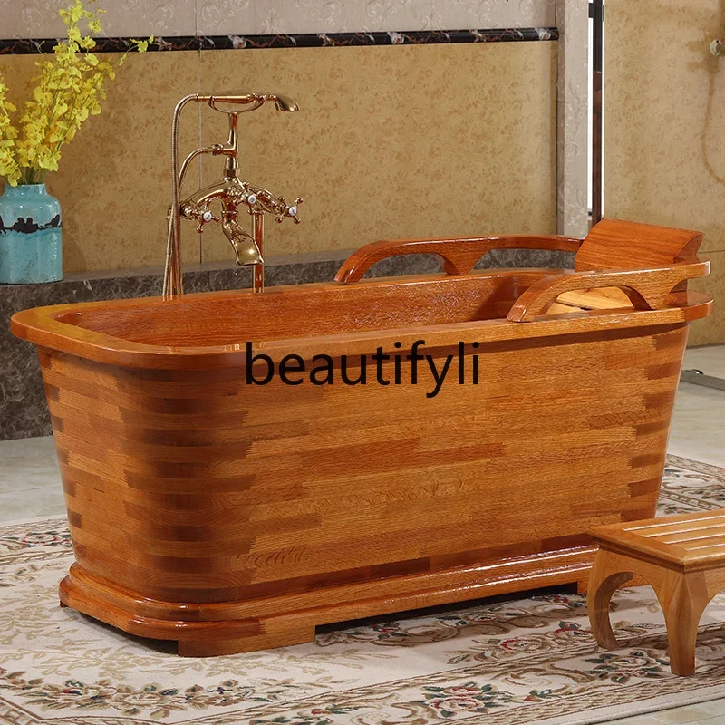 Oak Adult Bath Bath Tub Tub Plate Solid Wood Bath