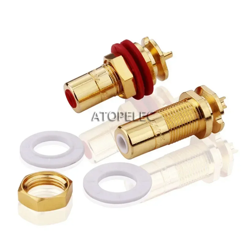 1 pair CMC 816 WU Gold Plated Brass RCA Jack Female Socket Connector for HiFi Audio CD AMP Panel Chassis Mount