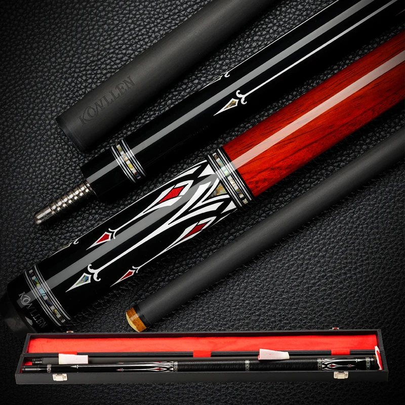 KONLLEN Carbon Fiber Pool Cue Stick PRO Taper Shaft Super Low Deflection Billiard Pool Cue Ebony Hand-Made Inlay Billiard Cues