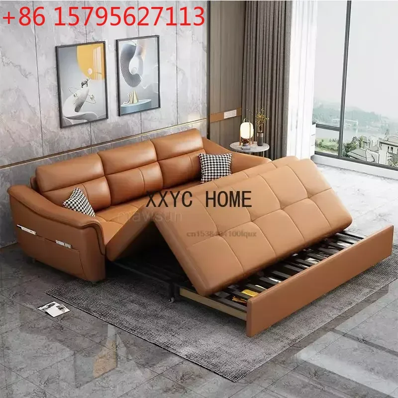 

Итальянский диван для гостиной, прямой, многофункциональный, кожаный, трансформируемый в кровать, двухместный, с местом для хранения, пуф, современная мебель