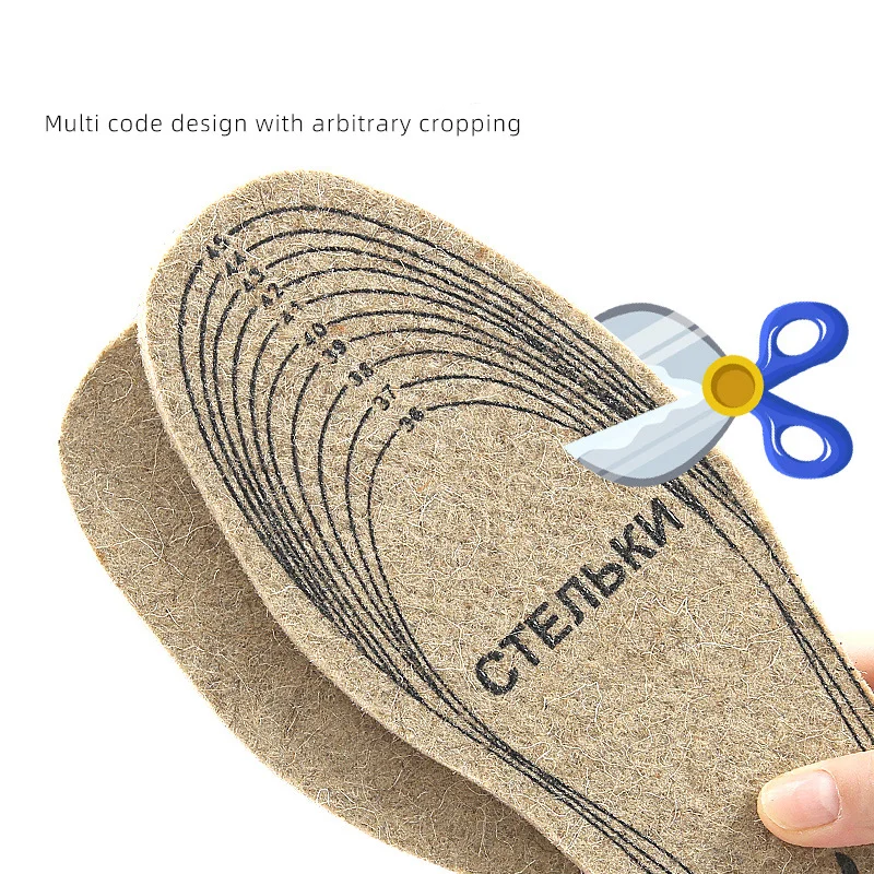 2Pcs=1Pair Wool Felt Wool Felt Thermal Insoles Sweat Absorbent Breathable Boots Pad Foot Keep Warm Thicken Winter Warm Cushion