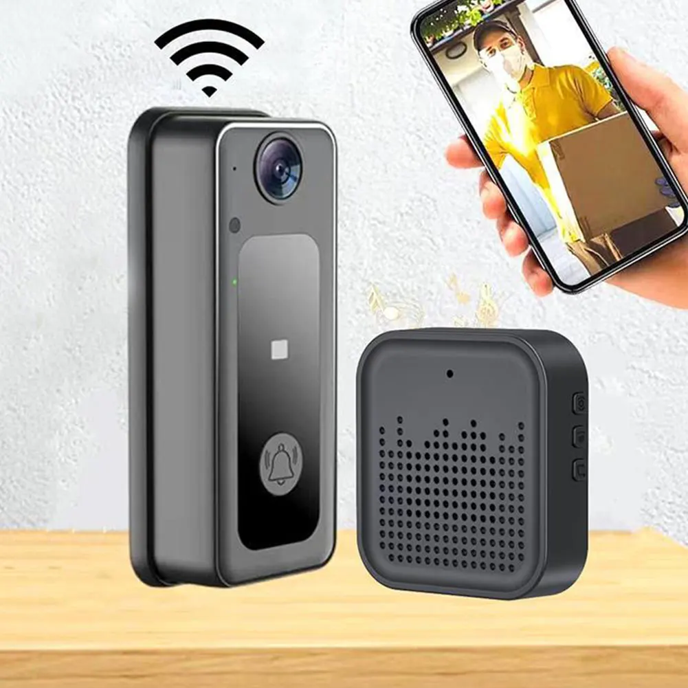 Wireless Phone Door Bell Two-Way Audio Smart Video Doorbell Security Doorbell Cloud Storage Battery Powered Home Security Camera