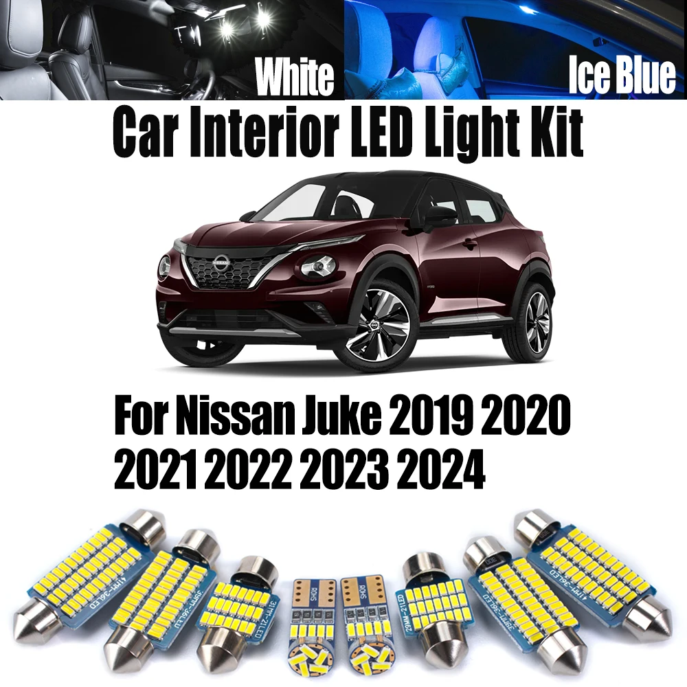 11 шт. светодиодные внутренние потолочные лампы с картой багажника, комплект потолочных ламп для Nissan Juke 2019 2020 2021 2022 2023 2024 Canbus, автомобильные аксессуары