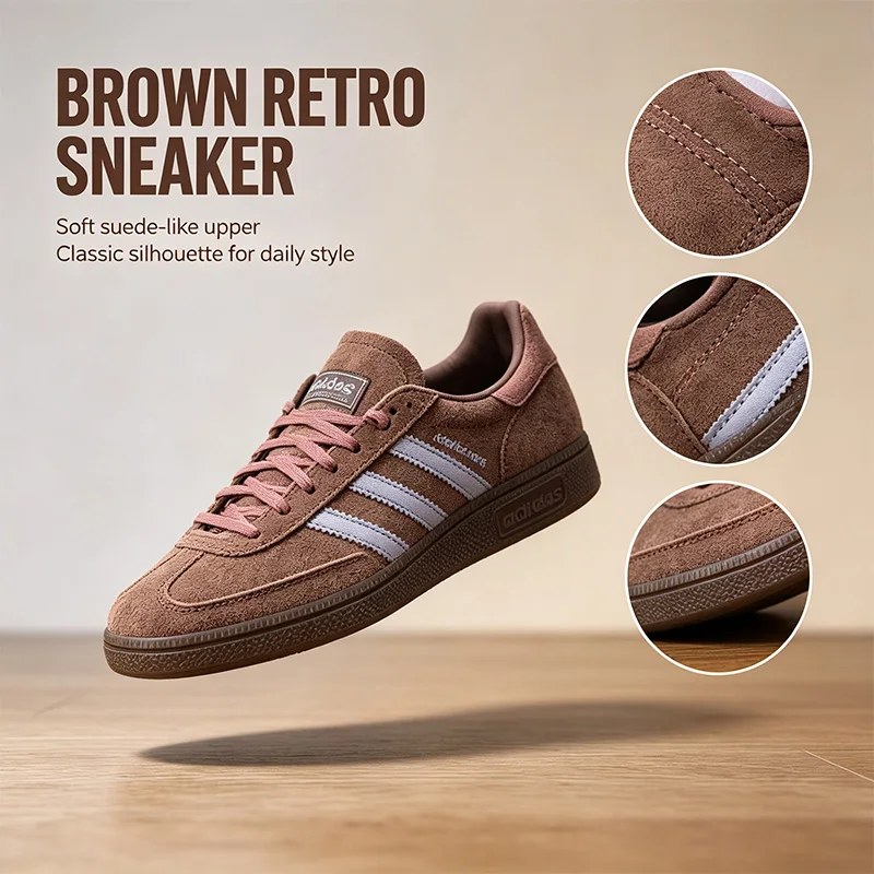 Adidas Official Genuine IH1503 HANDBALL SPEZIAL W Brown Retro Casual  Women Comfortable Walking Shoes Fashion Sneaker