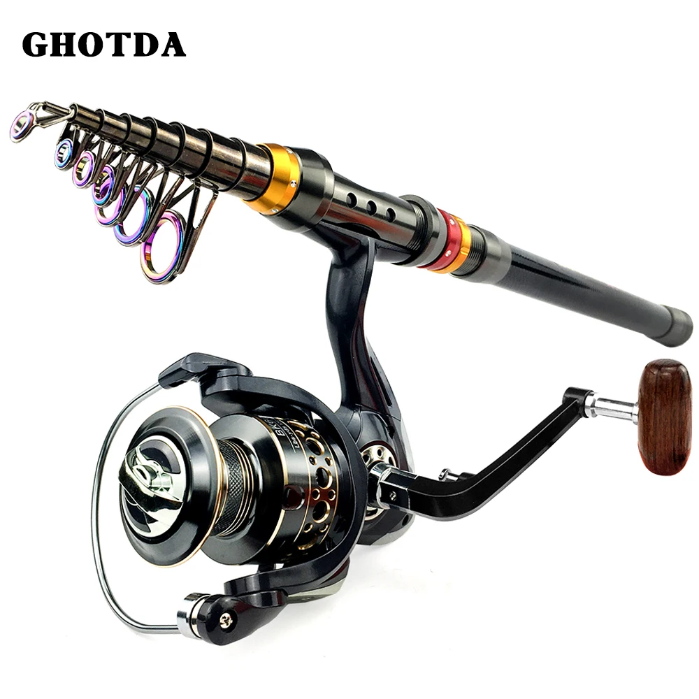 Fishing Rod and Reel Combo Set Telescopic Carbono Fiber Rod 1.8-3.6M Spinning Reel 13BB - Image 2