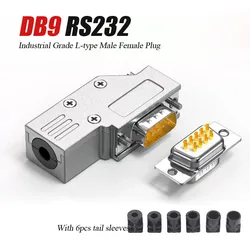 Mini DB9 Metal Shell Terminal 90 Degrees RS232 Serial Port Connector Industrial Grade 9pin Male Female Right Angle L-type Plug