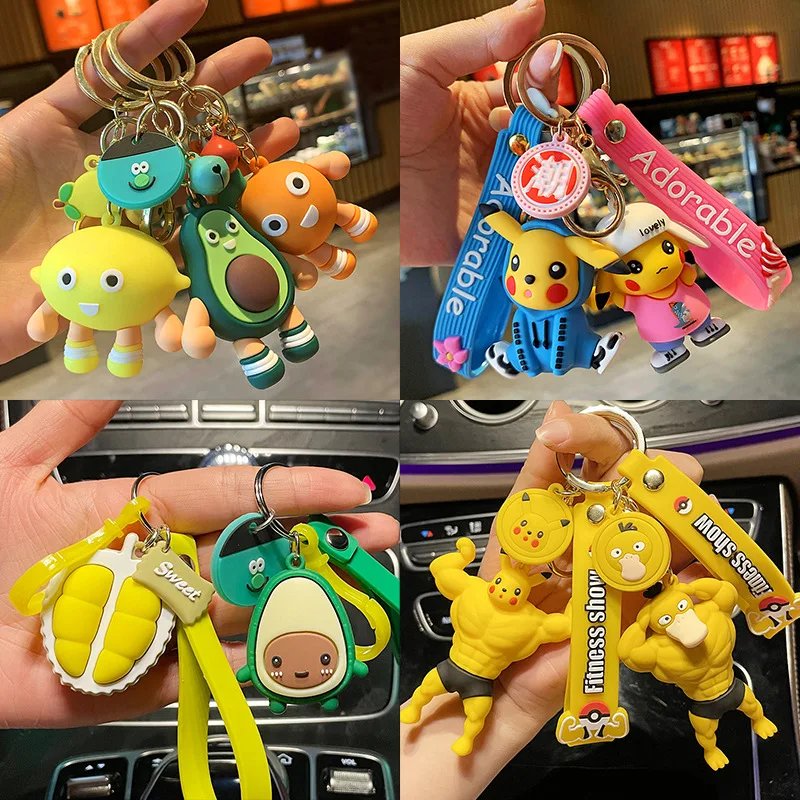 

Minso Three-dimensional figurine Pikachu avocado keychain pendant, children's bag gift key chain pendant