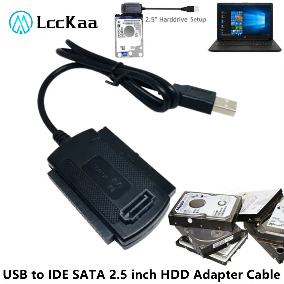 LccKaa USB 2.0 to IDE SATA S-ATA 2.5 3.5 HDD Hard Drive Adapter 3 in 1 2.5/3.5 inch External Optical Hard Drive Conversion Cable