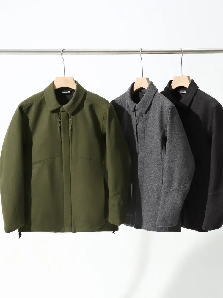 

Soft ell Jaet Men's Wool Blend Fce Lined Stand Collar Autumn Winter Thiened Stand Fit Zipper Closure Polyester