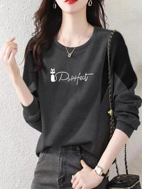 

Long Sleeve Spring Autumn Fleece Lined Sweatshirt round Neck German Velvet New Style T-Shirt Warm Loose Splicing Large Size P...